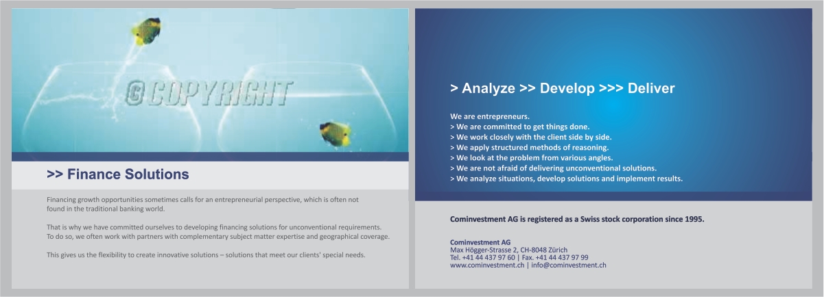 Brochure Design by barinix for Cominvestment AG | Design #1719803