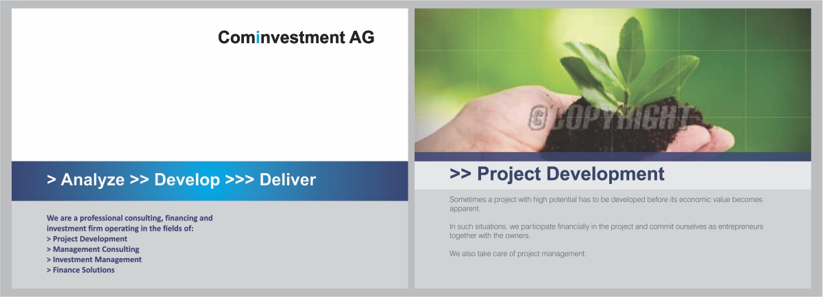 Brochure Design by barinix for Cominvestment AG | Design #1720082