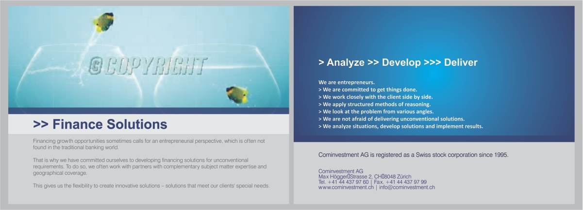 Design de Brochure par barinix pour Cominvestment AG | Design #1721498