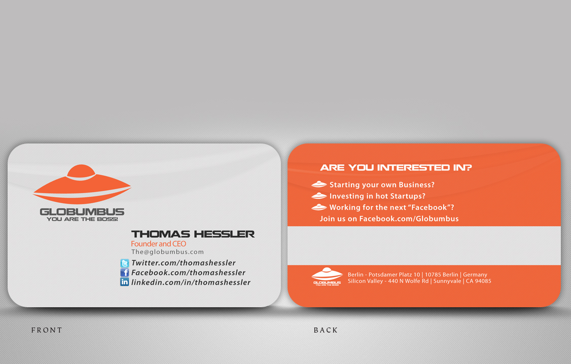 Business Card Design by disign for Globumbus | Design #368318