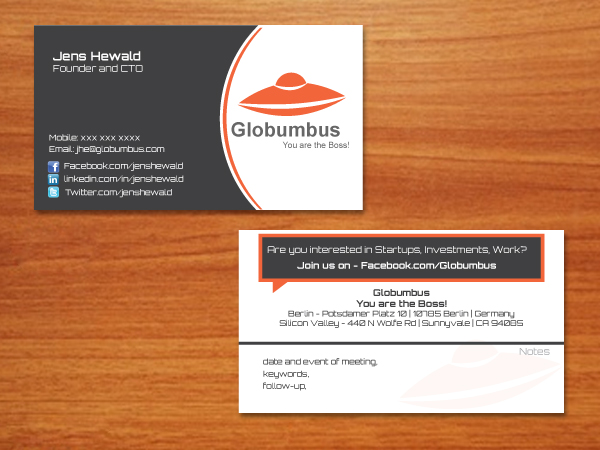 Business Card Design by firebird2011 for Globumbus | Design #370101