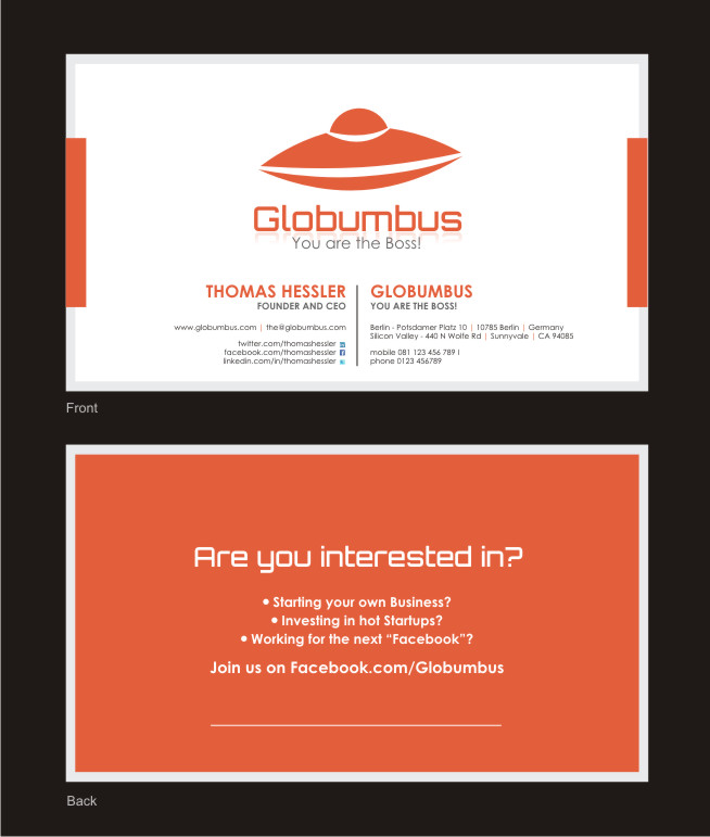 Business Card Design by Silverfox Studio for Globumbus | Design #371860