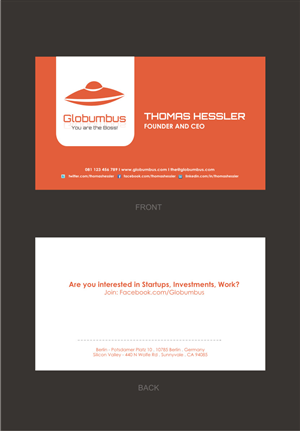 Visitenkarten-Design von Silverfox Studio für Globumbus | Design: #373364