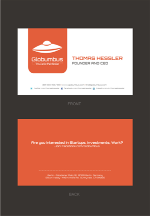 Diseño de Tarjeta de Presentación por Silverfox Studio para Globumbus | Diseño: #373383