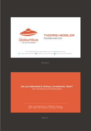 Visitenkarten-Design von Silverfox Studio für Globumbus | Design: #373387