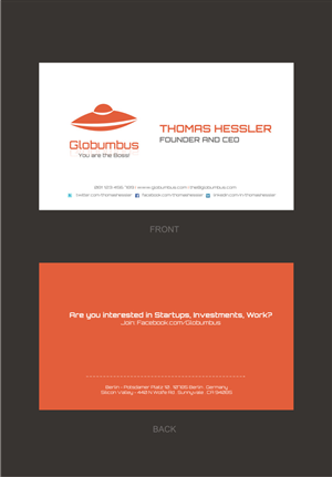 Diseño de Tarjeta de Presentación por Silverfox Studio para Globumbus | Diseño: #373391