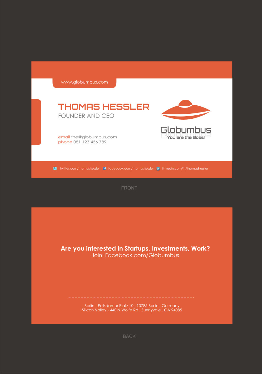 Diseño de Tarjeta de Presentación por Silverfox Studio para Globumbus | Diseño #373392