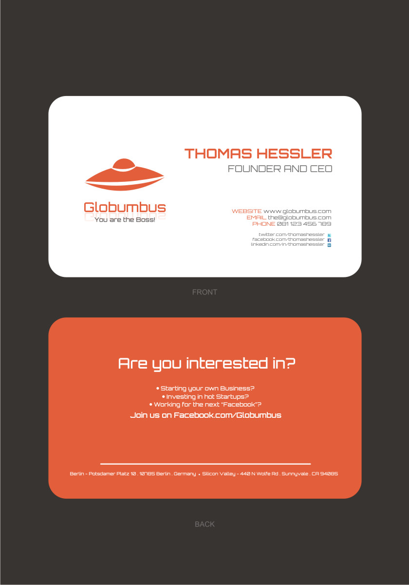 Visitenkarten-Design von Silverfox Studio für Globumbus | Design #373397