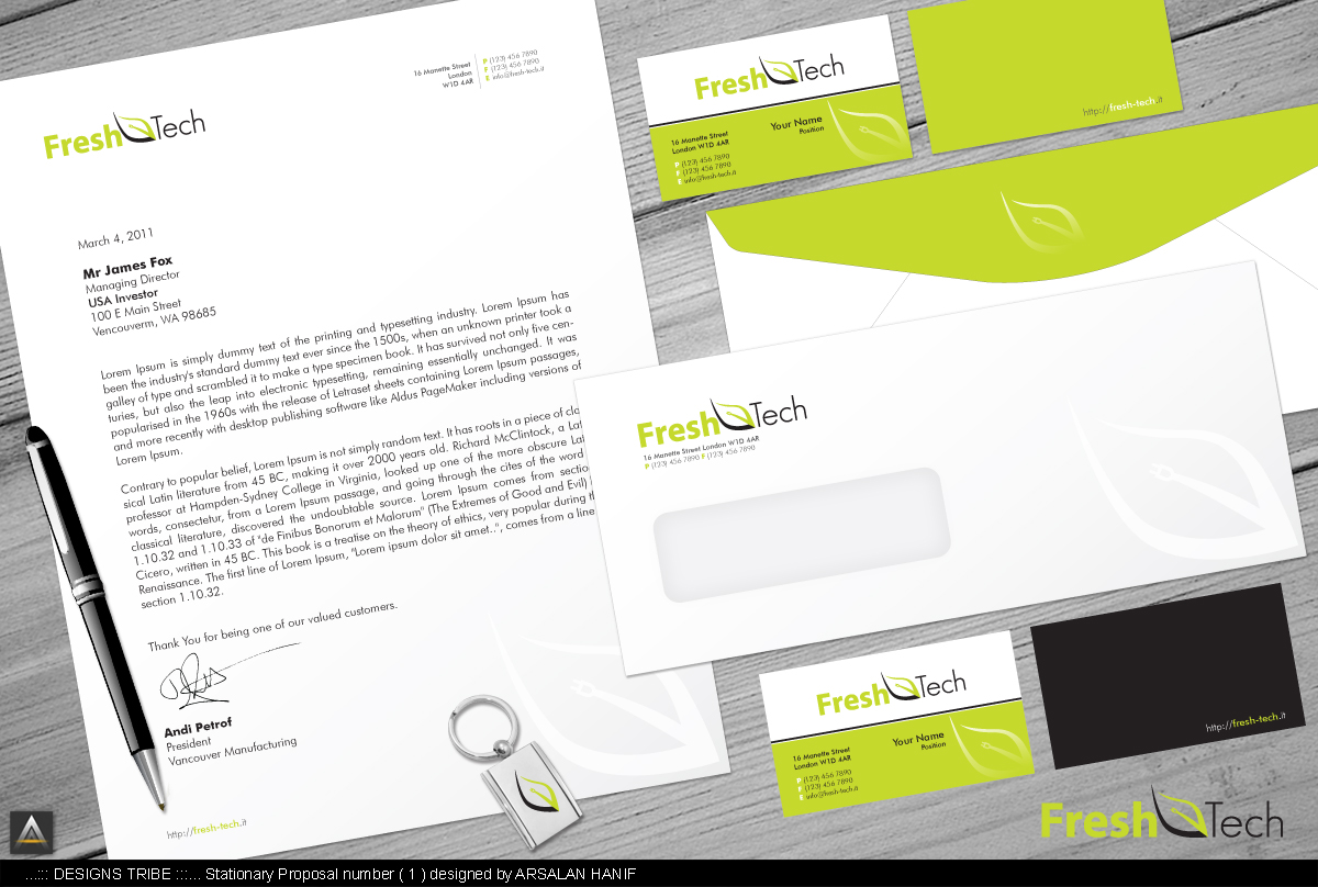 Stationery Design by DesignsTRIBE for Fresh Tech Ltd | Design #346183