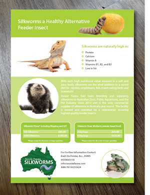 Flyer Silkworms For Sale  as a Healthy Feeder Insect | Flyer-Design von alex989