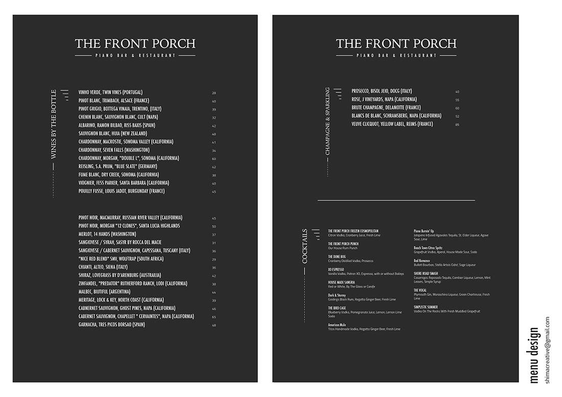 Menu Design by dongkrak studio for Wescott Enterprises LLC | Design #6567153