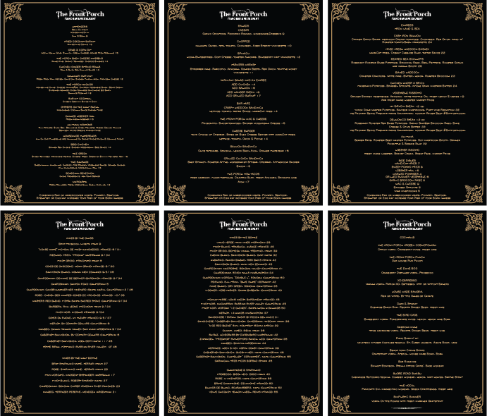 Menu Design by Rosenjit for Wescott Enterprises LLC | Design #6567513