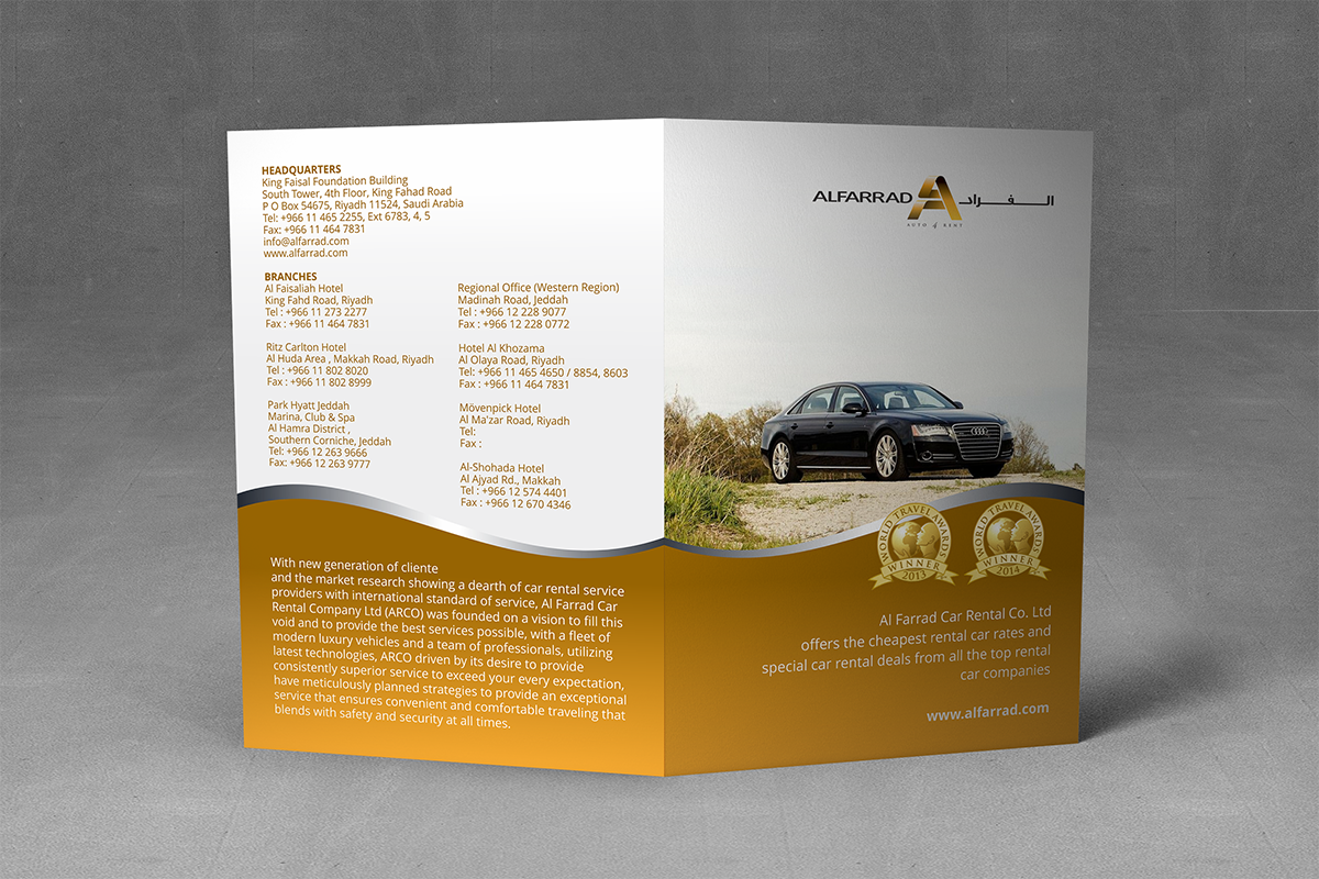 Brochure Design by barinix for Al Farrad Car Rental Co. | Design #6629481