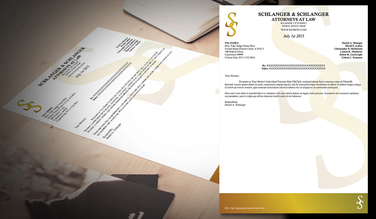 Letterhead Design by South Coast Design for Schlanger & Schlanger LLP | Design #6592675