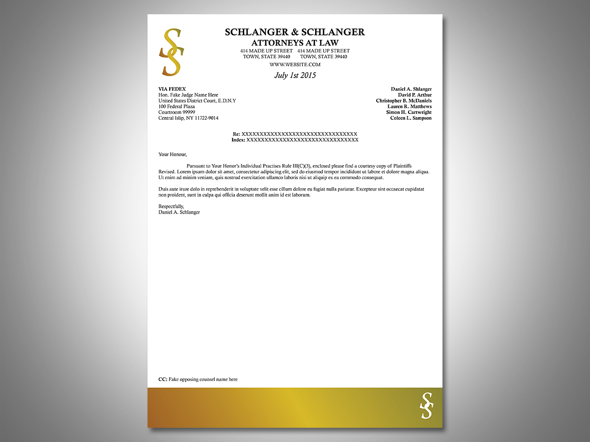 Letterhead Design by South Coast Design for Schlanger & Schlanger LLP | Design #6592921