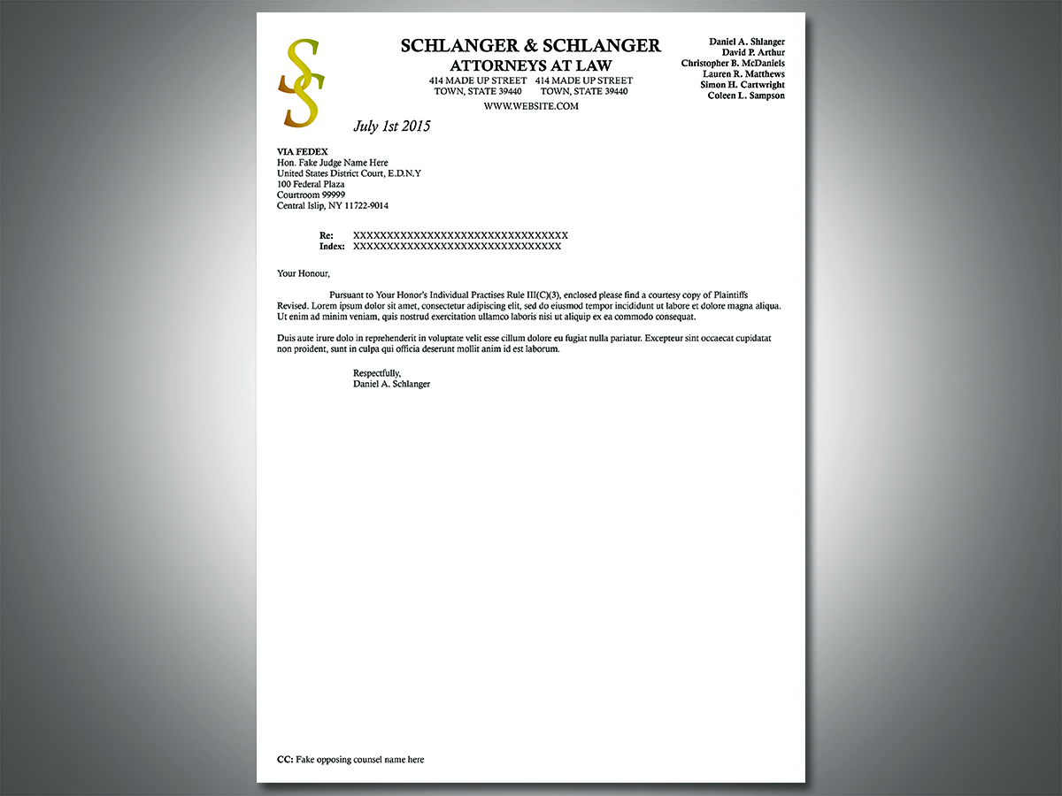 Letterhead Design by South Coast Design for Schlanger & Schlanger LLP | Design #6593110