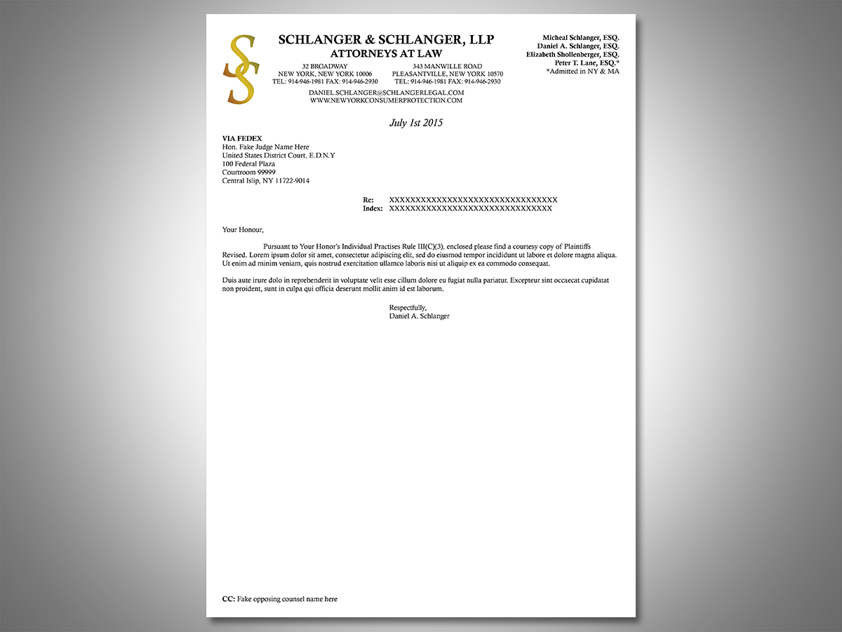 Letterhead Design by South Coast Design for Schlanger & Schlanger LLP | Design #6593471