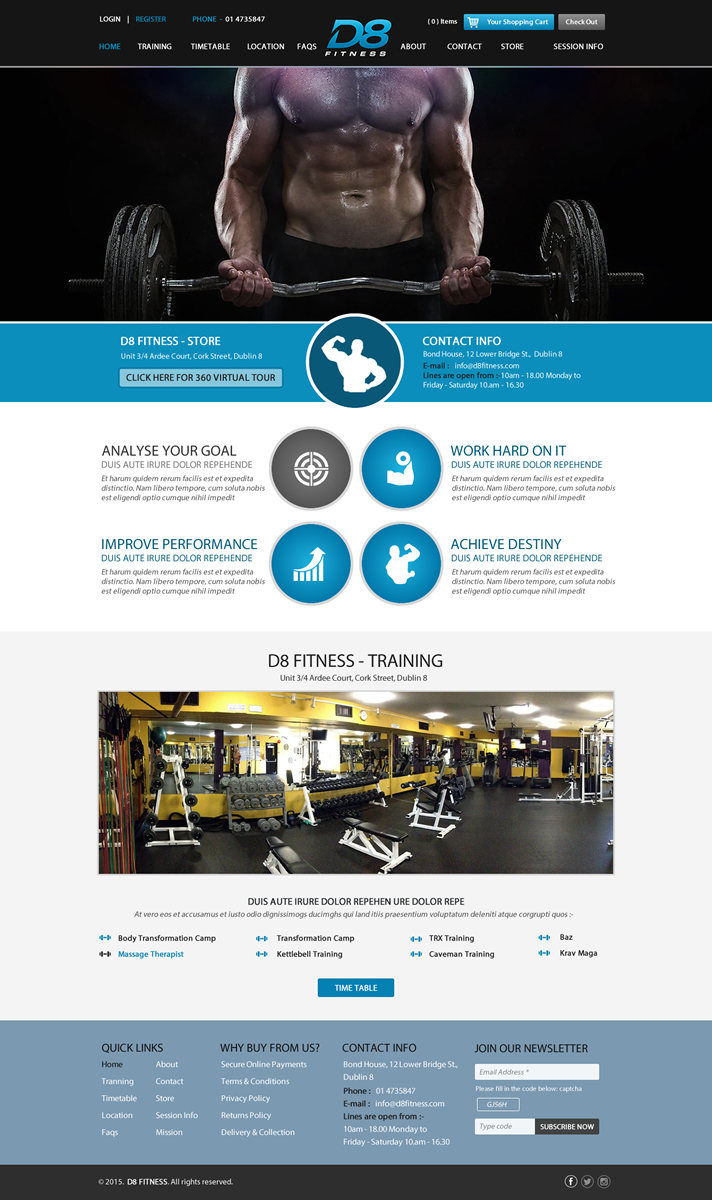 Diseño Web por Anooshaa Kachhia para D8 Fitness | Diseño #6632696