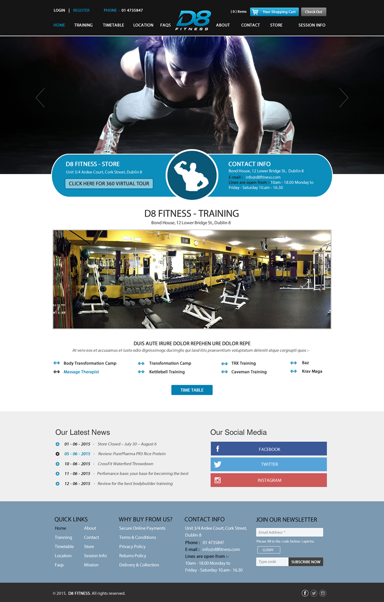 Web Design by Anooshaa Kachhia for D8 Fitness | Design #6632698