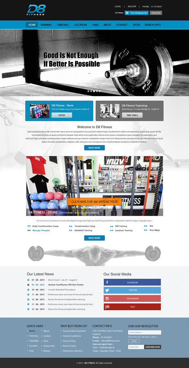 Web Design by Anooshaa Kachhia for D8 Fitness | Design #6648180