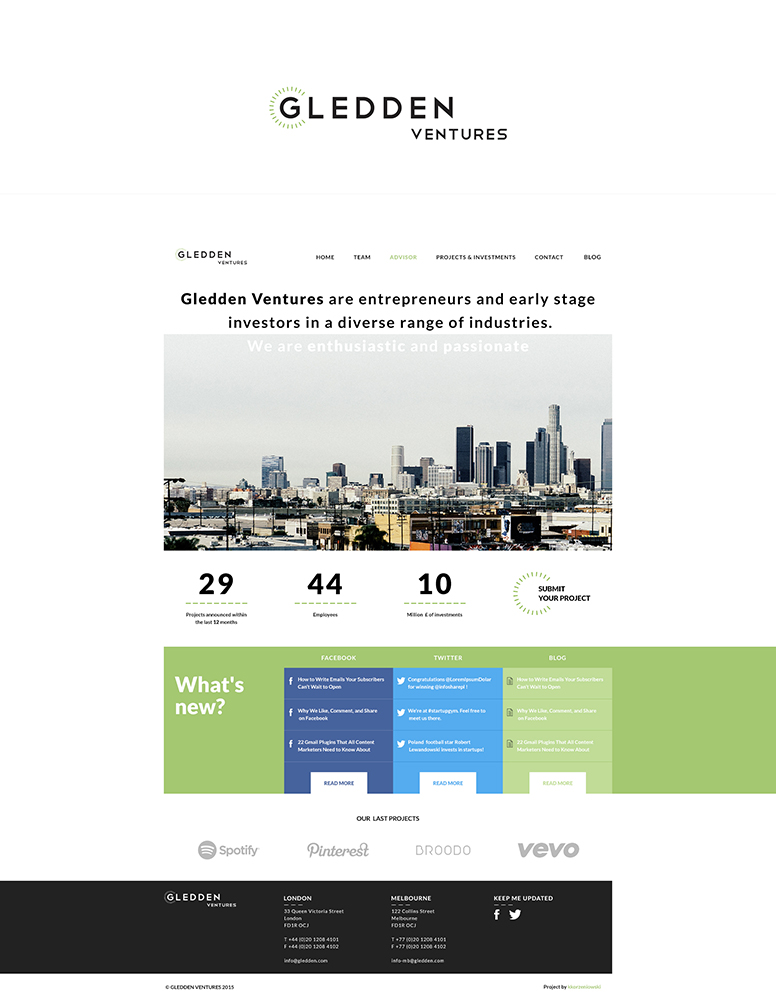 Web Design par KKORZENIOWSKI. pour Gledden Ventures | Design #6640100