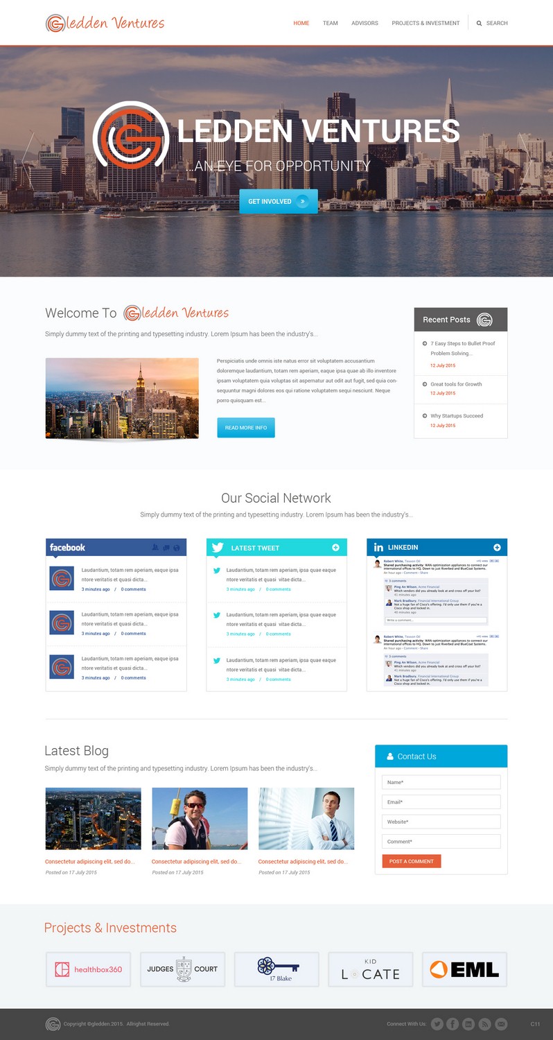 Web Design par pb pour Gledden Ventures | Design #6642038