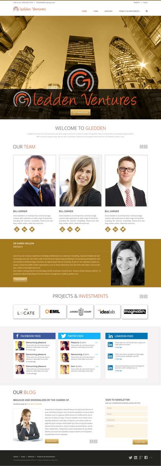 Web Design par pb pour Gledden Ventures | Design #6642047