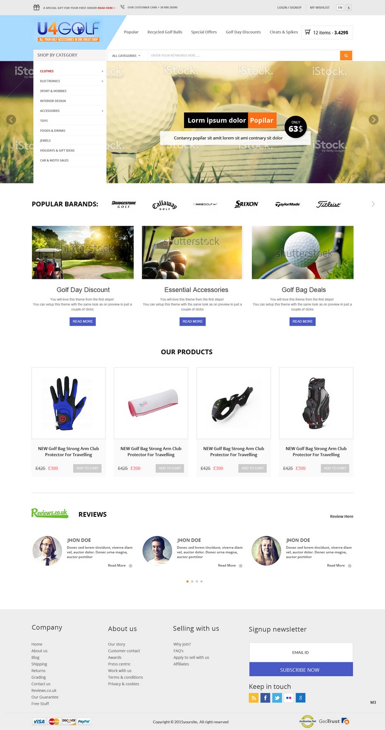 Diseño de BigCommerce por pb para u4golf Ltd | Diseño #6660928