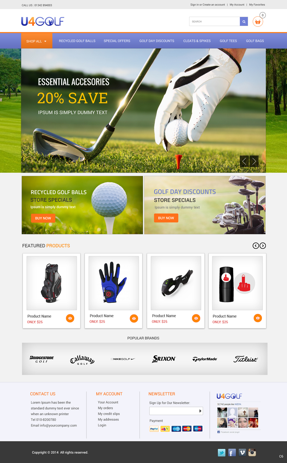Diseño de BigCommerce por pb para u4golf Ltd | Diseño #6660935