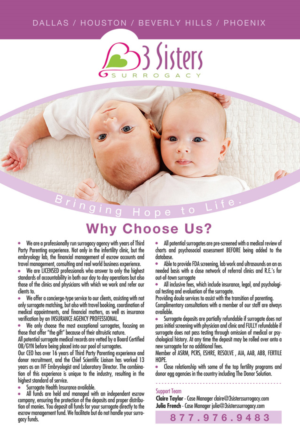 Flyer Design by CA for 3 Sisters Surrogacy | Design #6698346