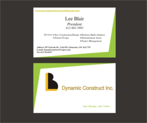 Business Card Design by Axaviy Design for LB Dynamic Construction Inc. | Design: #6780062