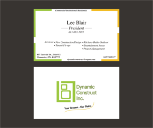 Business Card Design by Axaviy Design for LB Dynamic Construction Inc. | Design: #6789807