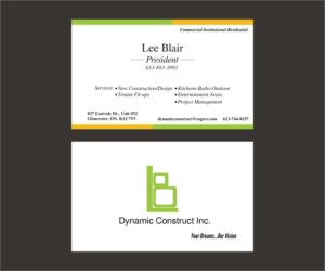 Business Card Design by Axaviy Design for LB Dynamic Construction Inc. | Design: #6789821