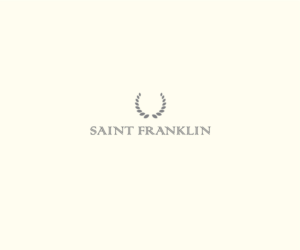 SAINT FRANKLIN in a stylized classical font with a simple wreath above | Logo Design by logomaniac
