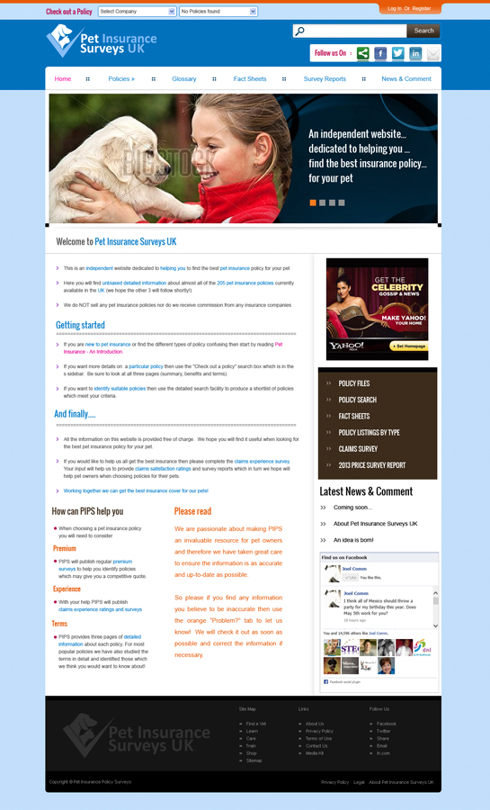 Web Design by ZeroMatrix Solutions for Pet Insurance Surveys | Design #1764466