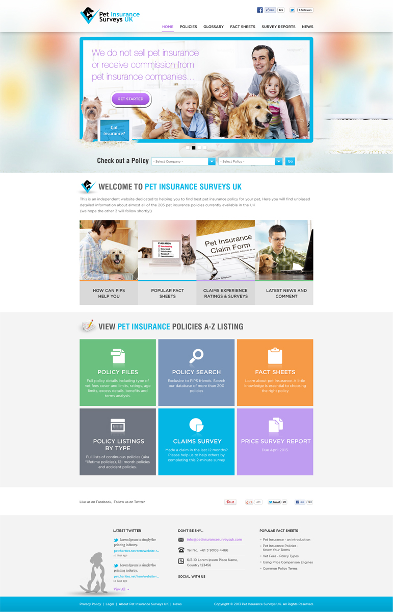 Web Design by Mayank Patel for Pet Insurance Surveys | Design #1735616
