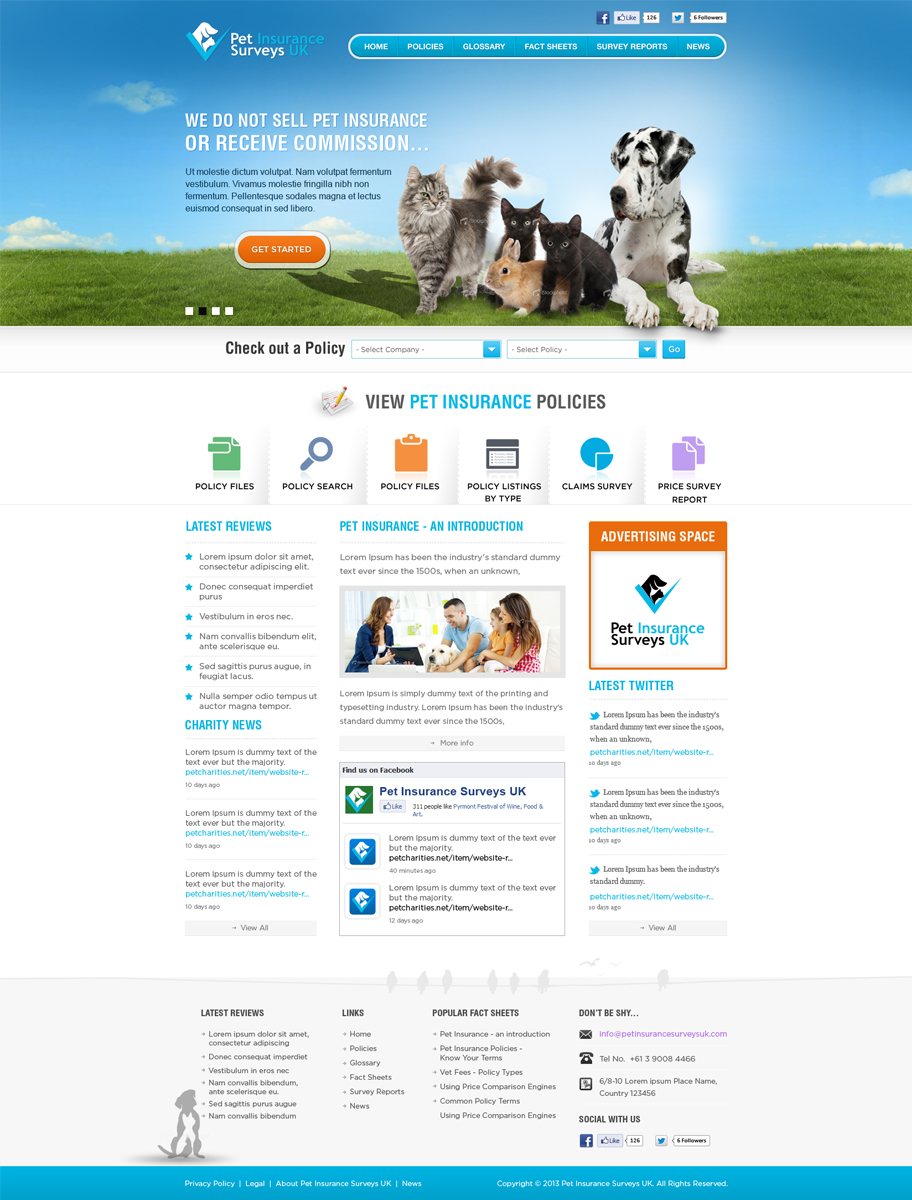 Web Design by Mayank Patel for Pet Insurance Surveys | Design #1747334