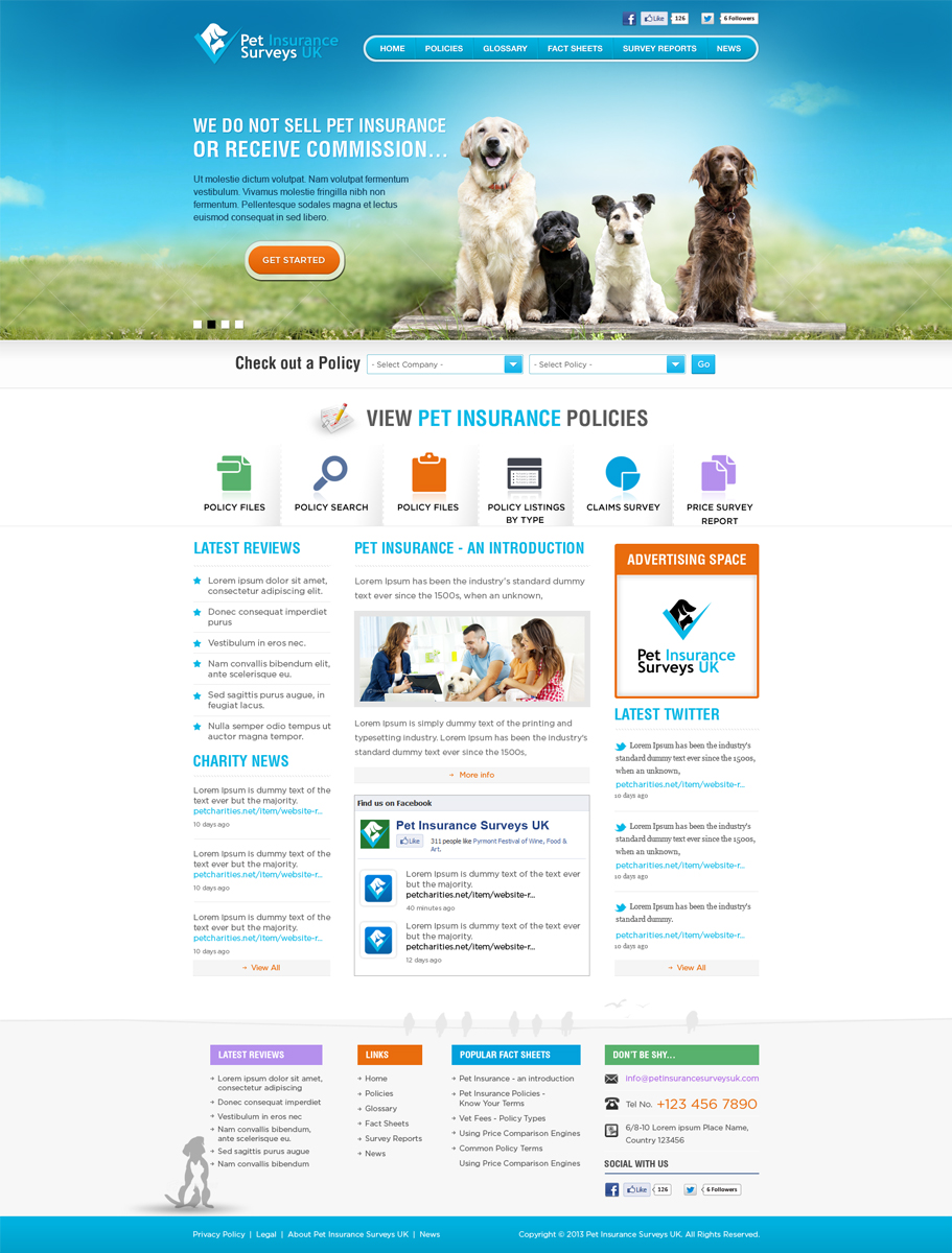 Web Design by Mayank Patel for Pet Insurance Surveys | Design #1755363
