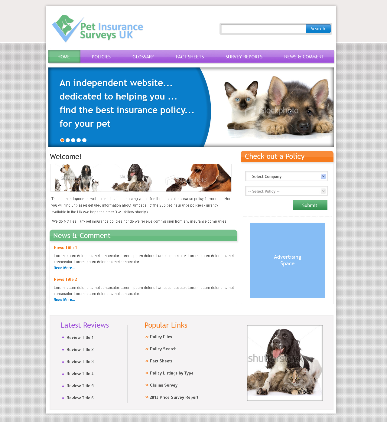 Web Design by Jagannath for Pet Insurance Surveys | Design #1771794