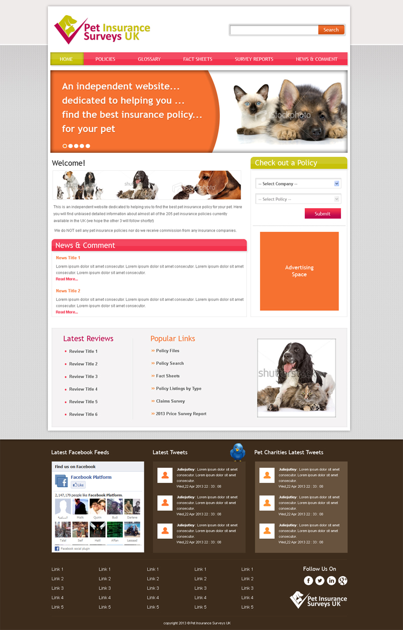 Web Design by Jagannath for Pet Insurance Surveys | Design #1771894