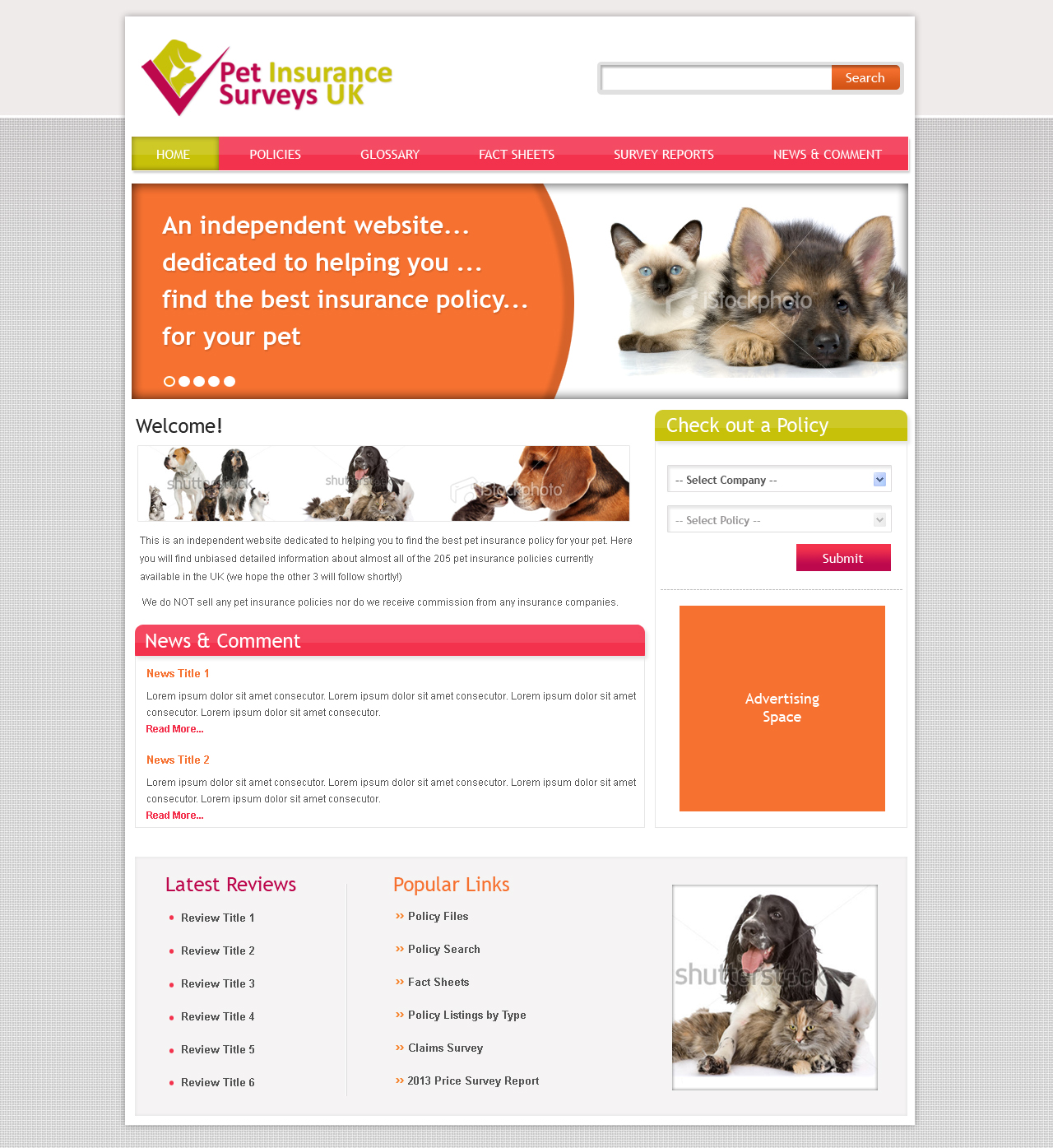 Web Design by Jagannath for Pet Insurance Surveys | Design #1771906