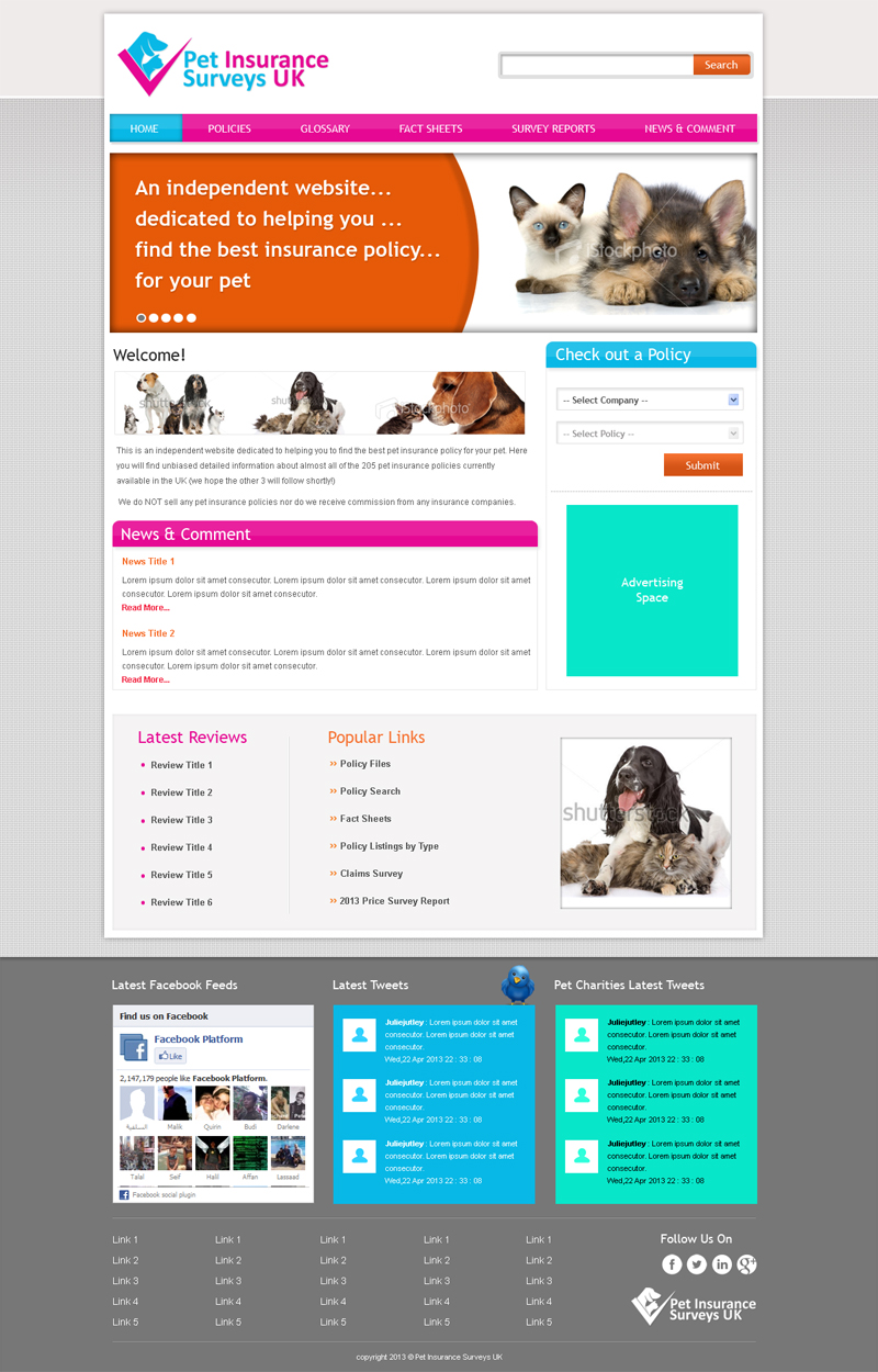 Web Design by Jagannath for Pet Insurance Surveys | Design #1771983