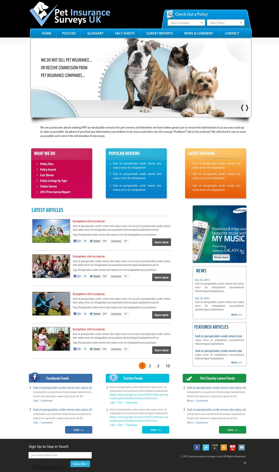 Web Design by pb for Pet Insurance Surveys | Design #1745361