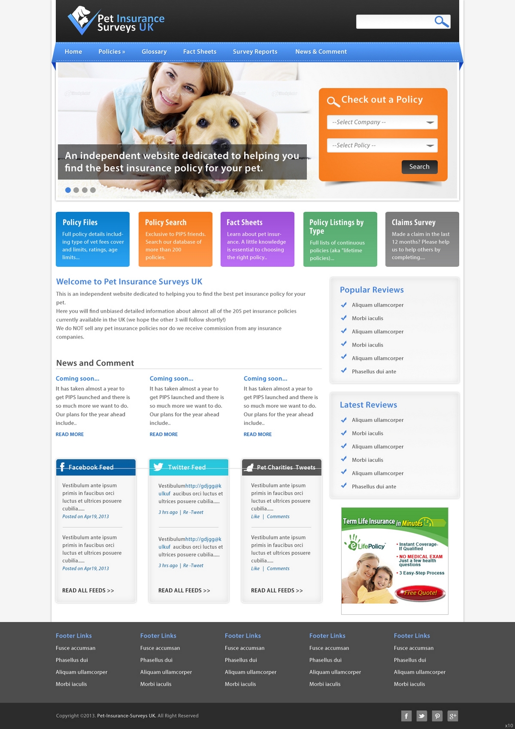 Web Design by pb for Pet Insurance Surveys | Design #1745688