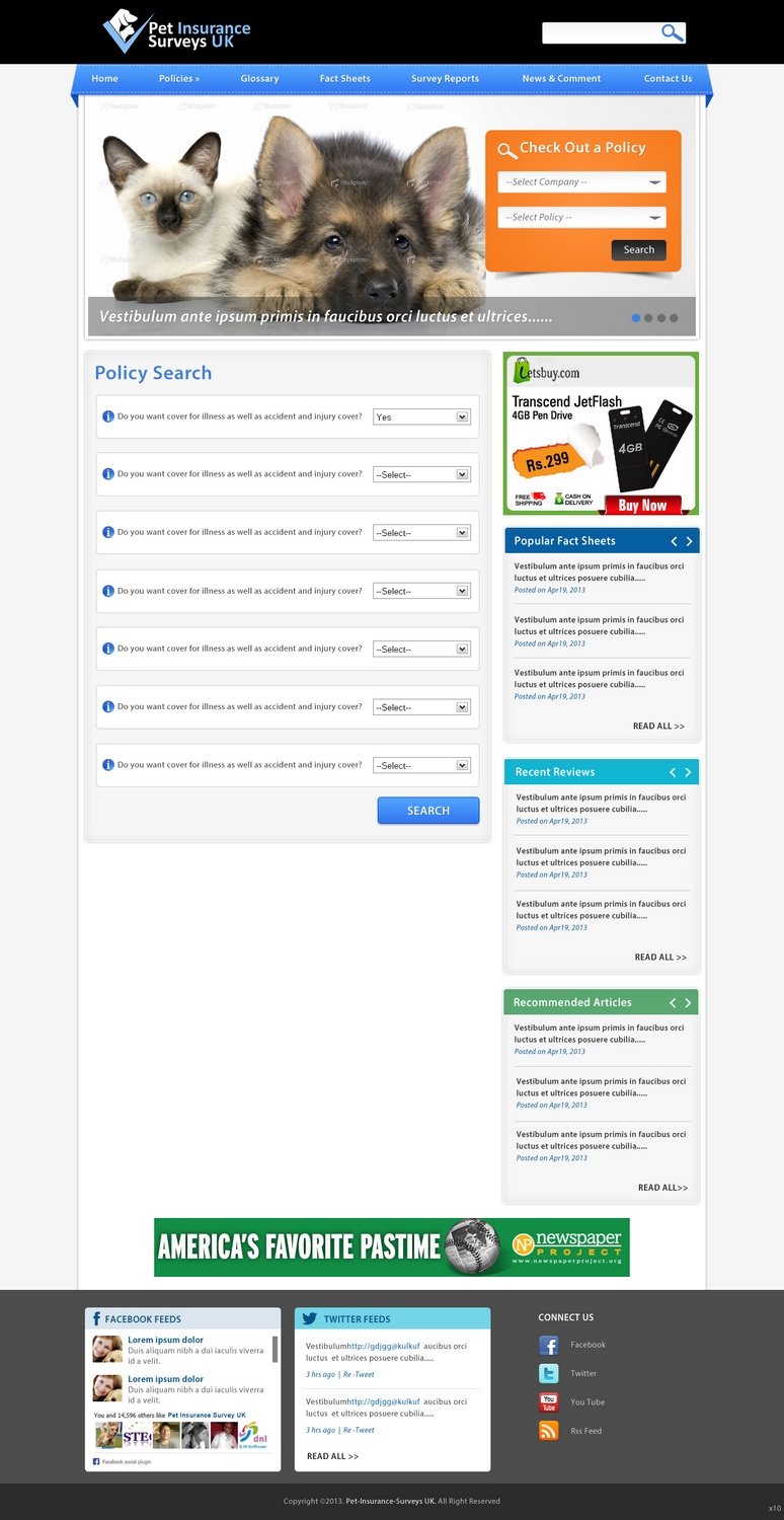 Web Design by pb for Pet Insurance Surveys | Design #1794177