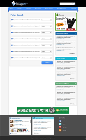 Web Design by pb for Pet Insurance Surveys | Design: #1794179
