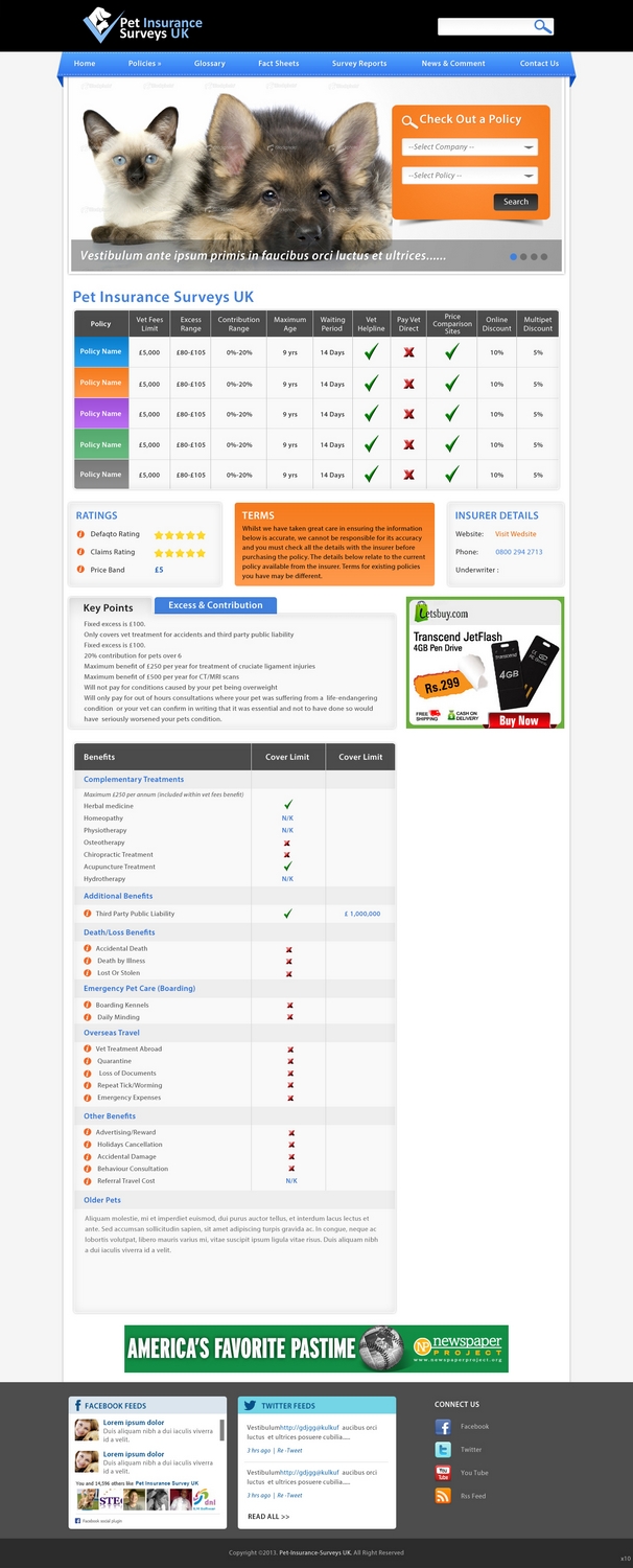 Web Design by pb for Pet Insurance Surveys | Design #1795684