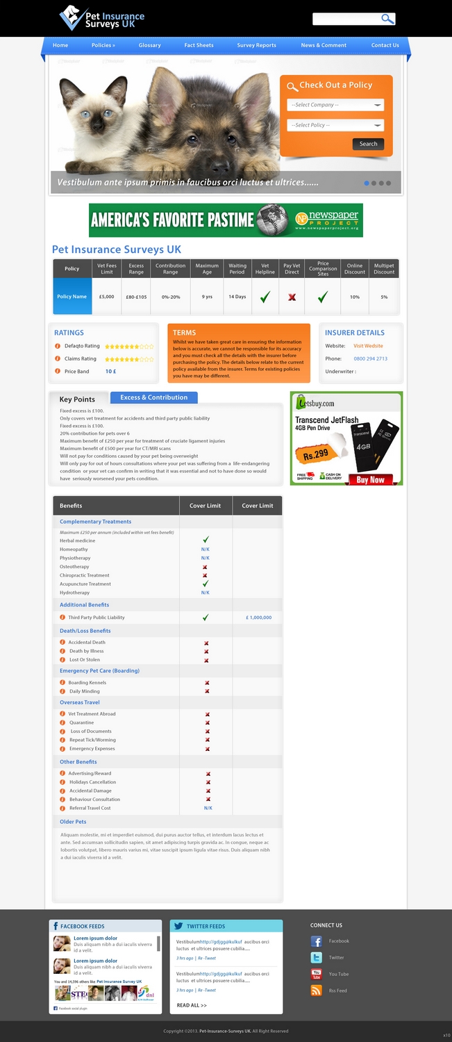Web Design by pb for Pet Insurance Surveys | Design #1802078