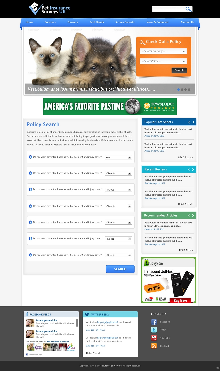 Diseño Web por pb para Pet Insurance Surveys | Diseño #1802089