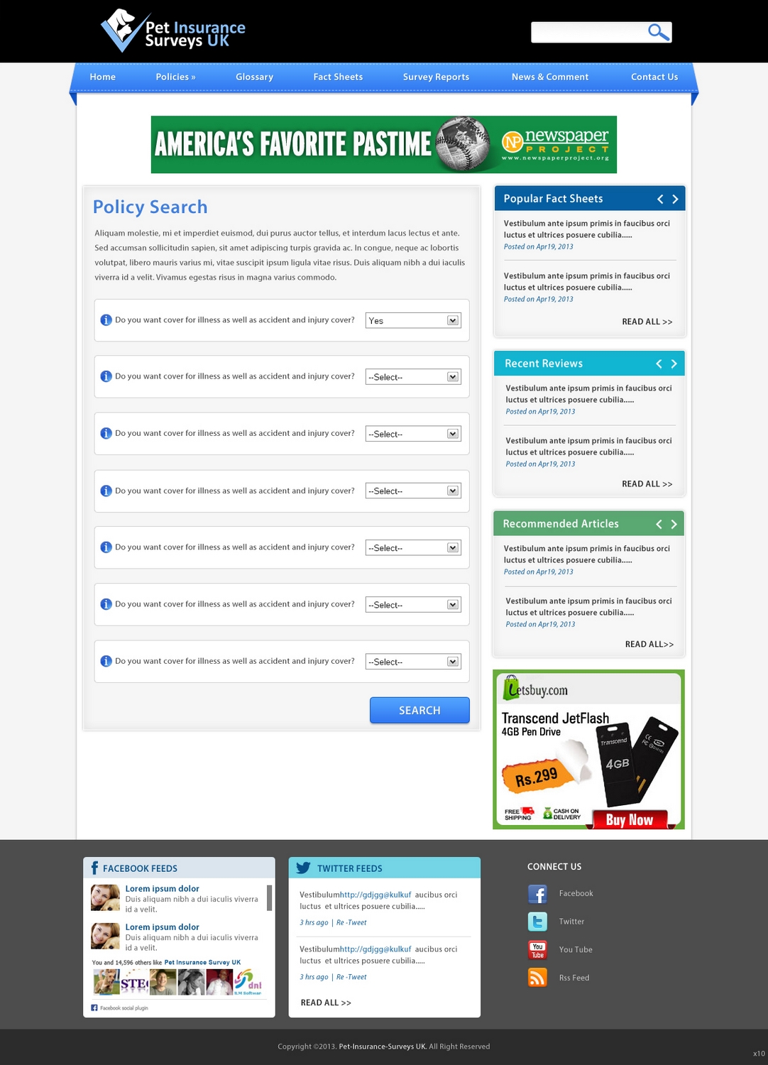 Web Design by pb for Pet Insurance Surveys | Design #1802093